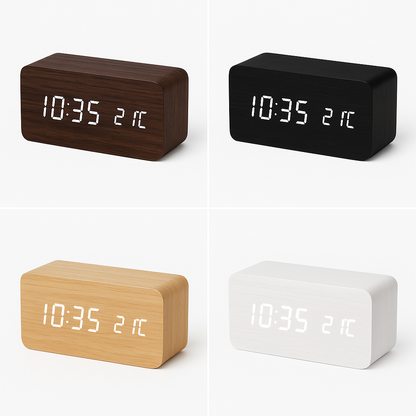 Digitale houten klok met draadloos opladen